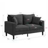 Modern Upholstered Loveseat Sofa With High Resilience, Wooden Frame - Dark Gray - Furniture Home Direct