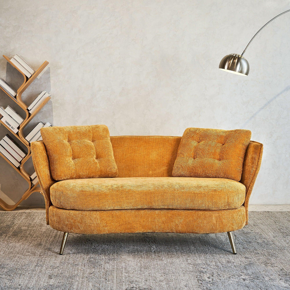 Loveseat Sofa, Upholstered Couch With Metal Legs - Furniture Home Direct