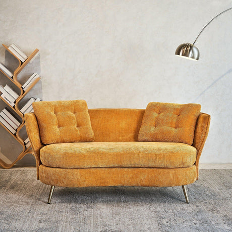 Loveseat Sofa, Upholstered Couch With Metal Legs - Furniture Home Direct