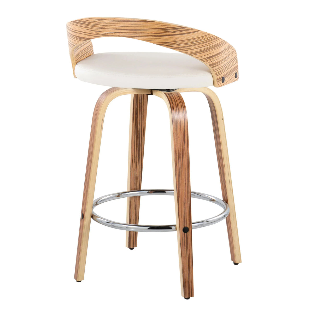 Grotto - Mid Century Modern Fixed Height Counter Stool With Swivel With Round Footrest (Set of 2) - Furniture Home Direct