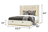 Queen Bedroom Set Modern Upholstered 4 Piece Soft Beige - Furniture Home Direct