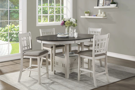 Counter Height Dining Set With Storage Base Antique White - Furniture Home Direct