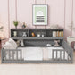 Floor Bed With Side Bookcase, Shelves, Guardrails - Furniture Home Direct