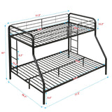 Modern Twin Over Full Metal Bunk Bed With Trundle And Dual Side Ladder And Metal Design - Black / Brown - Furniture Home Direct