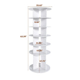Free Standing 360° Revolving Shoe Organizer for 24 Pairs of Shoes (6-Tier White) - Furniture Home Direct