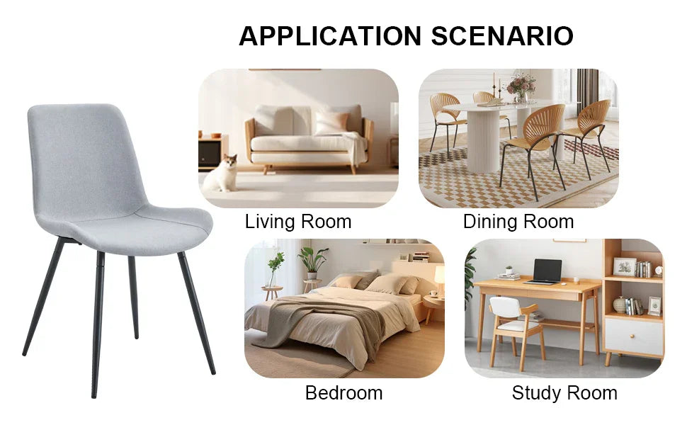 Dining Chair Set Modern Light Upholstered Fabric Chairs Gray - Furniture Home Direct