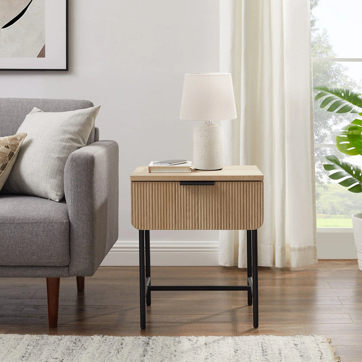 Modern Fluted Door Minimalist Side Table - Furniture Home Direct