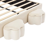 Rabbit-Shaped Bed for Kids Upholstered Full-Size White - Furniture Home Direct