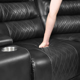 Sectional Sofa Manual Reclining With LED Light Strips Black - Furniture Home Direct