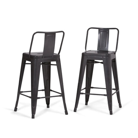 Rayne - Curved Back Metal Stool (Set of 2) - Furniture Home Direct