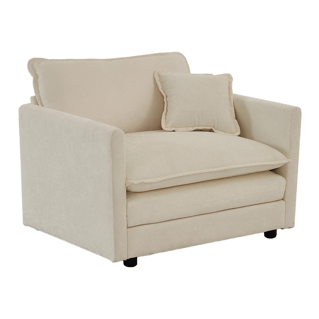 3 Pc Living Room Set with Sofa and Two Chairs, Beige Chenille - Furniture Home Direct
