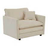 3 Pc Living Room Set with Sofa and Two Chairs, Beige Chenille - Furniture Home Direct