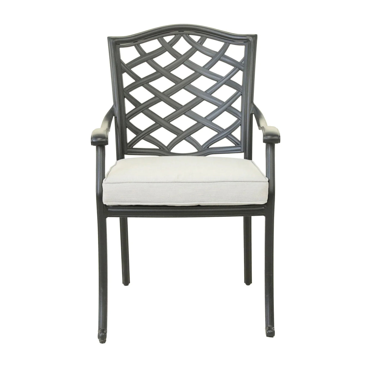 Aluminum Dining Arm Chair With Cushion (Set of 2) - Cast Silver - Furniture Home Direct