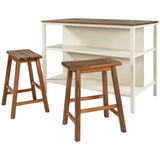Kitchen Island Set With Stools 45 Inch Top Walnut Off White - Furniture Home Direct