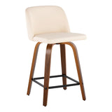 Toriano - Mid Century Modern Fixed Height Counter Stool With Swivel With Square Footrest (Set of 2) - Furniture Home Direct