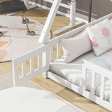 Tent-Shaped Floor Bed, With Guardrails, Slats, Door - Furniture Home Direct