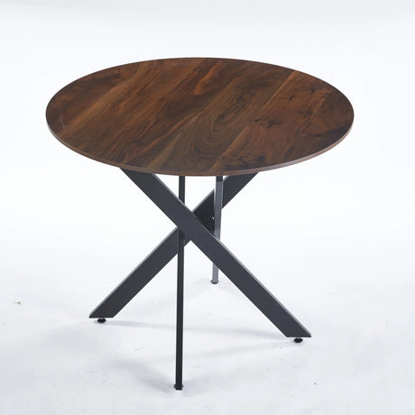 Mid-Century Dining Table For 4 - 6 People With Round MDF Table Top, Pedestal Dining Table, End Table Leisure Coffee Table, Cross Leg - Furniture Home Direct