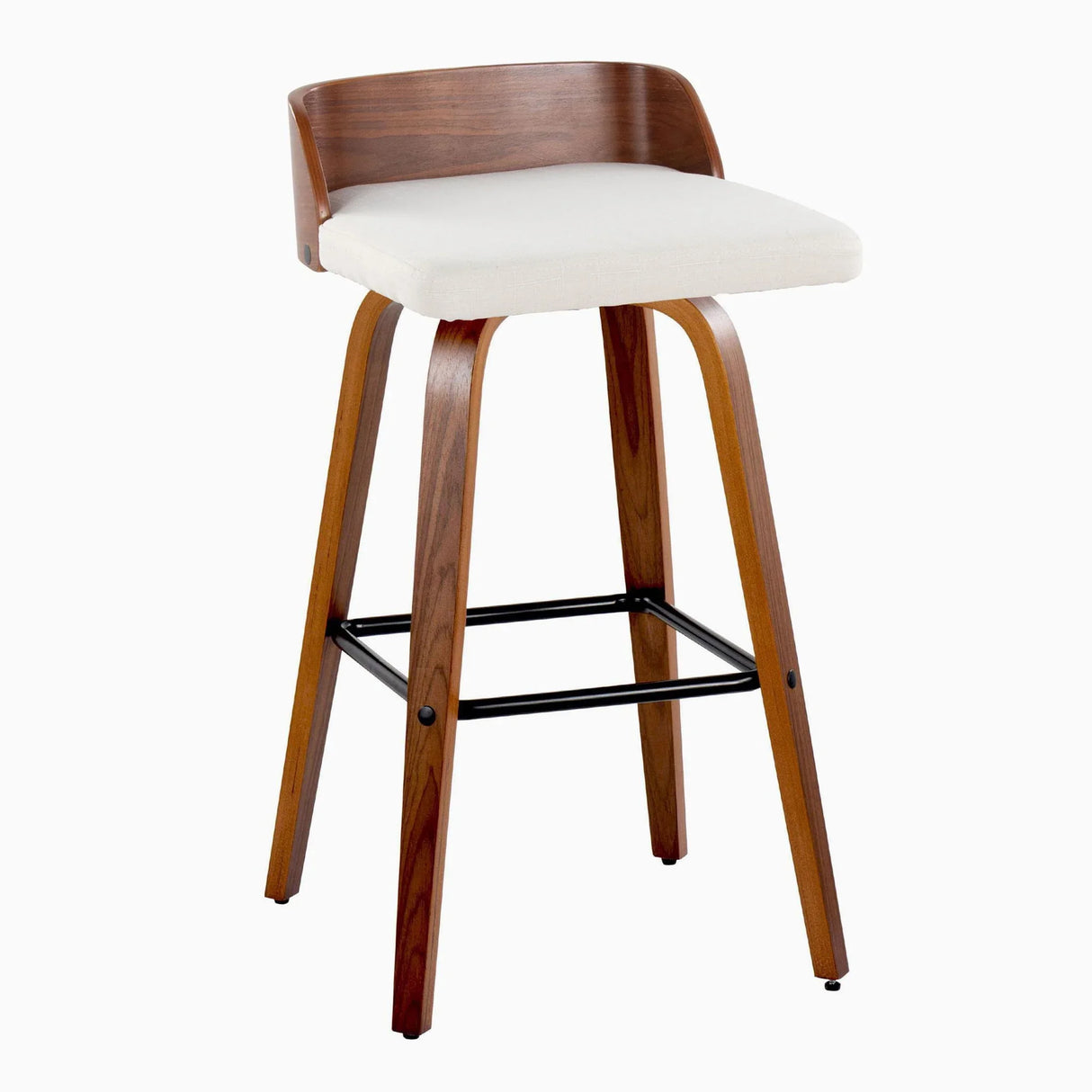 Maya - Mid Century Modern Fixed Height Barstool With Swivel And Square Footrest (Set of 2) - Furniture Home Direct