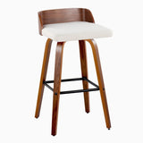 Maya - Mid Century Modern Fixed Height Barstool With Swivel And Square Footrest (Set of 2) - Furniture Home Direct