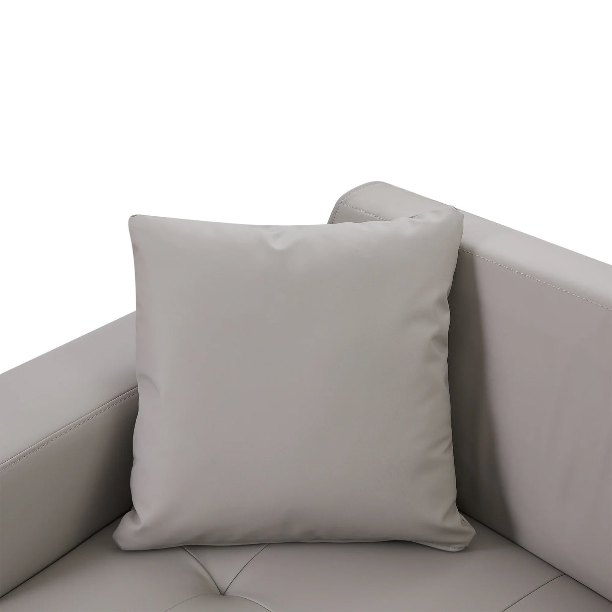 107 Inch Contemporary Sofa With Round Storage Ottoman Grey - Furniture Home Direct