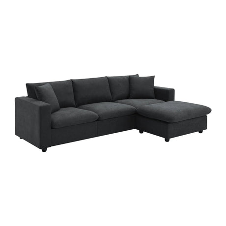 Modern Sectional Sofa, L-Shaped Couch Set With 2 Free Pillows, 4-Seat Polyester Fabric Couch Set With Convertible Ottoman For Living Room, Apartment, Office - Furniture Home Direct