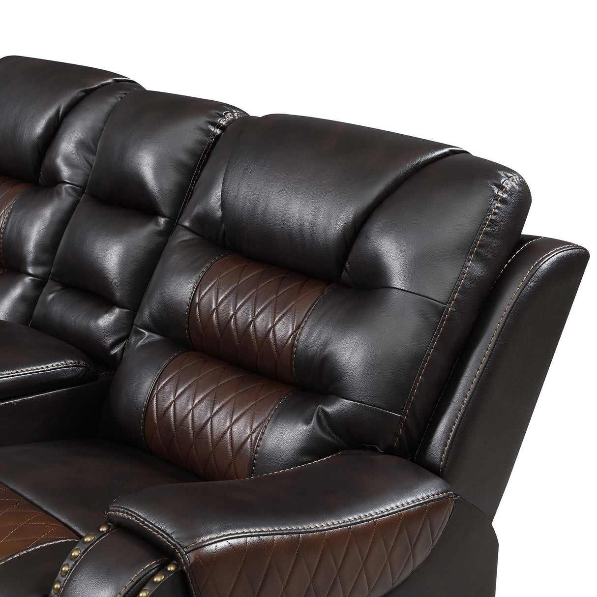 Sectional Sofa with Manual Recline LED Lights Black Brown - Furniture Home Direct