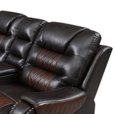 Sectional Sofa with Manual Recline LED Lights Black Brown - Furniture Home Direct