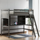 Loft Bed With Storage Shelves, Desk And Ladder - Furniture Home Direct