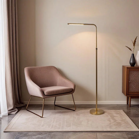 Verve - Floor Lamp With On / Off Switch Adjustable LED Round Base - Gold - Furniture Home Direct