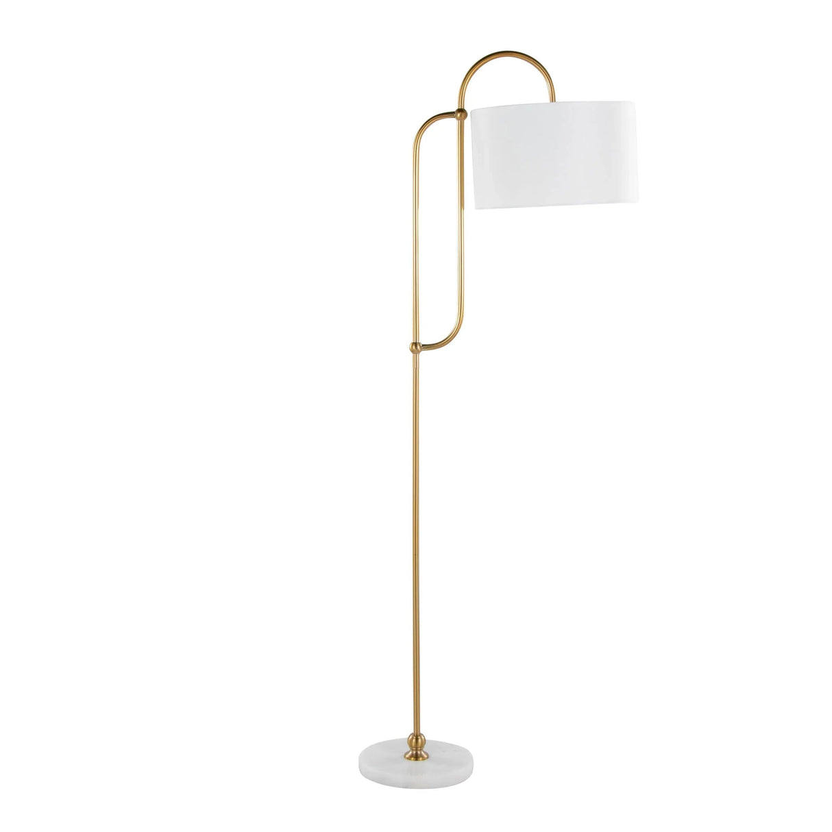 Leslie - Glam / Art Deco Floor Lamp - Gold / White - Furniture Home Direct