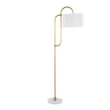 Leslie - Glam / Art Deco Floor Lamp - Gold / White - Furniture Home Direct