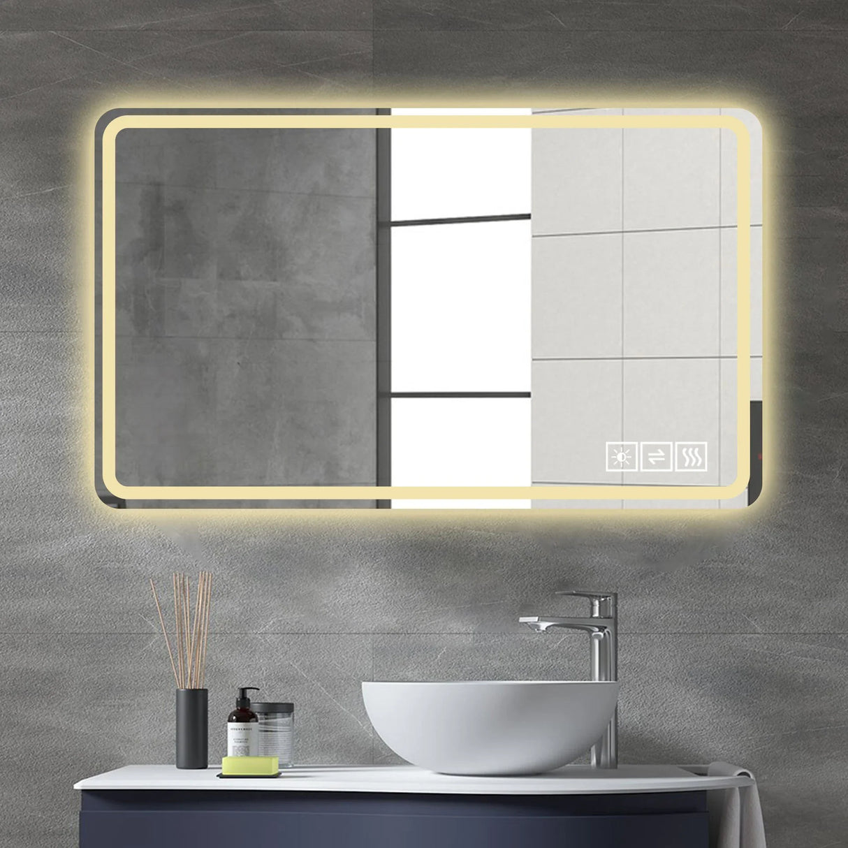 LED Bathroom Mirror, Anti Explosion Glass, Rust Resistant, Anti Fog, Tri Color - Furniture Home Direct