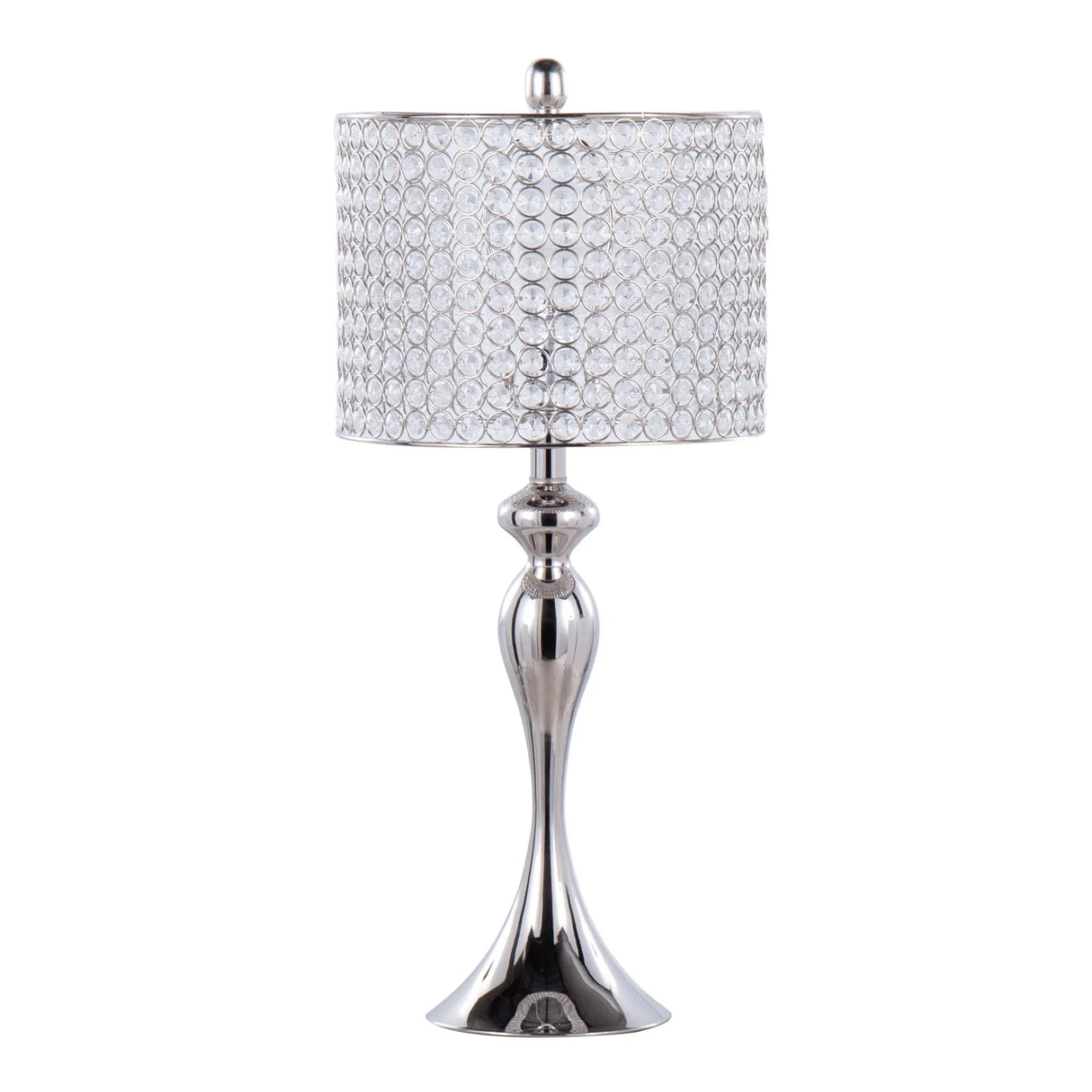 Ashland - Contemporary Table Lamp Round Clear Crystal Beads (Set of 2) - Polished Nickel - Furniture Home Direct