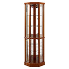 6 Shelf Lighted Corner Curio Cabinet With Adjustable Tempered Glass Shelves And Mirror Back (E26 Light Bulb Not Included) - Furniture Home Direct