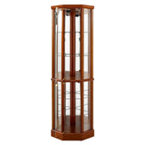 6 Shelf Lighted Corner Curio Cabinet With Adjustable Tempered Glass Shelves And Mirror Back (E26 Light Bulb Not Included) - Furniture Home Direct