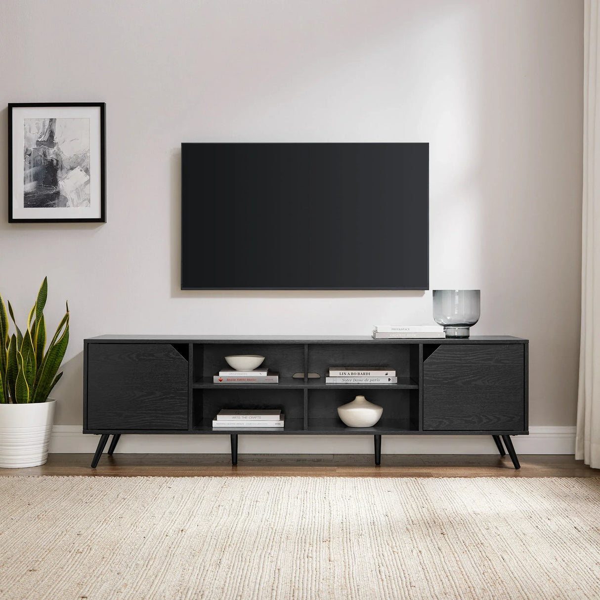 Contemporary 2 Door Minimalist TV Stand - Furniture Home Direct