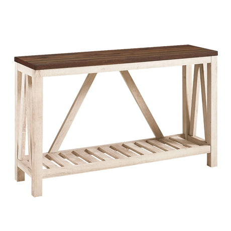 Farmhouse A Frame Entry Table With Lower Shelf - Furniture Home Direct