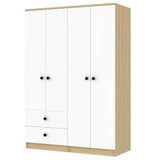 Wardrobe With Drawers And Hanging Rod Solid Wood White - Furniture Home Direct