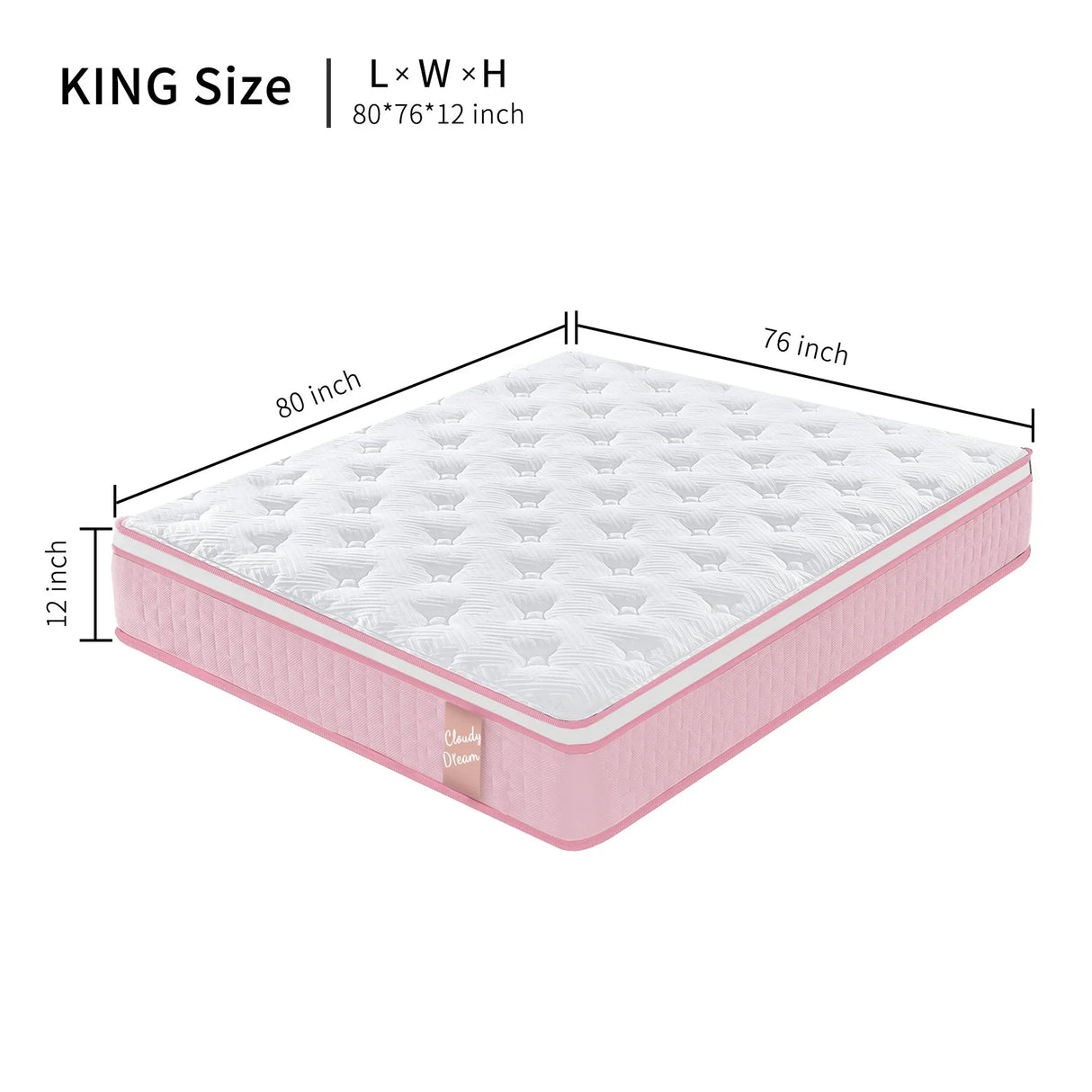 12" Hybrid Mattress With Individual Pocket Spring, Comortable Memory Foam - Furniture Home Direct
