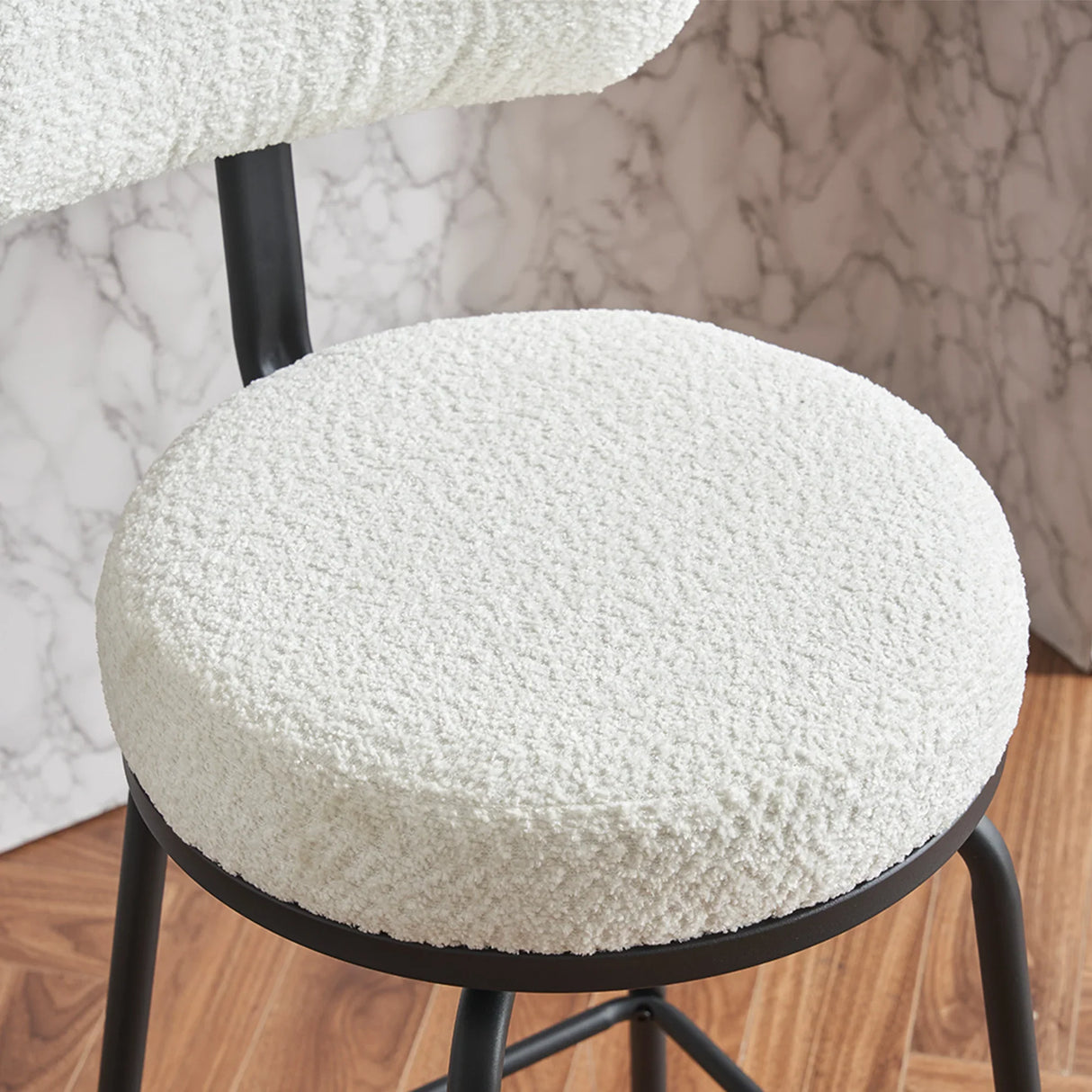 Counter Height Bar Stool Swivel Fabric Upholstery White - Furniture Home Direct