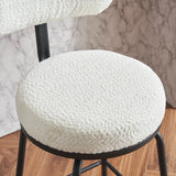 Counter Height Bar Stool Swivel Fabric Upholstery White - Furniture Home Direct