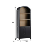Modern 3 Shelf Open Arched Bookcase Cabinet - Furniture Home Direct
