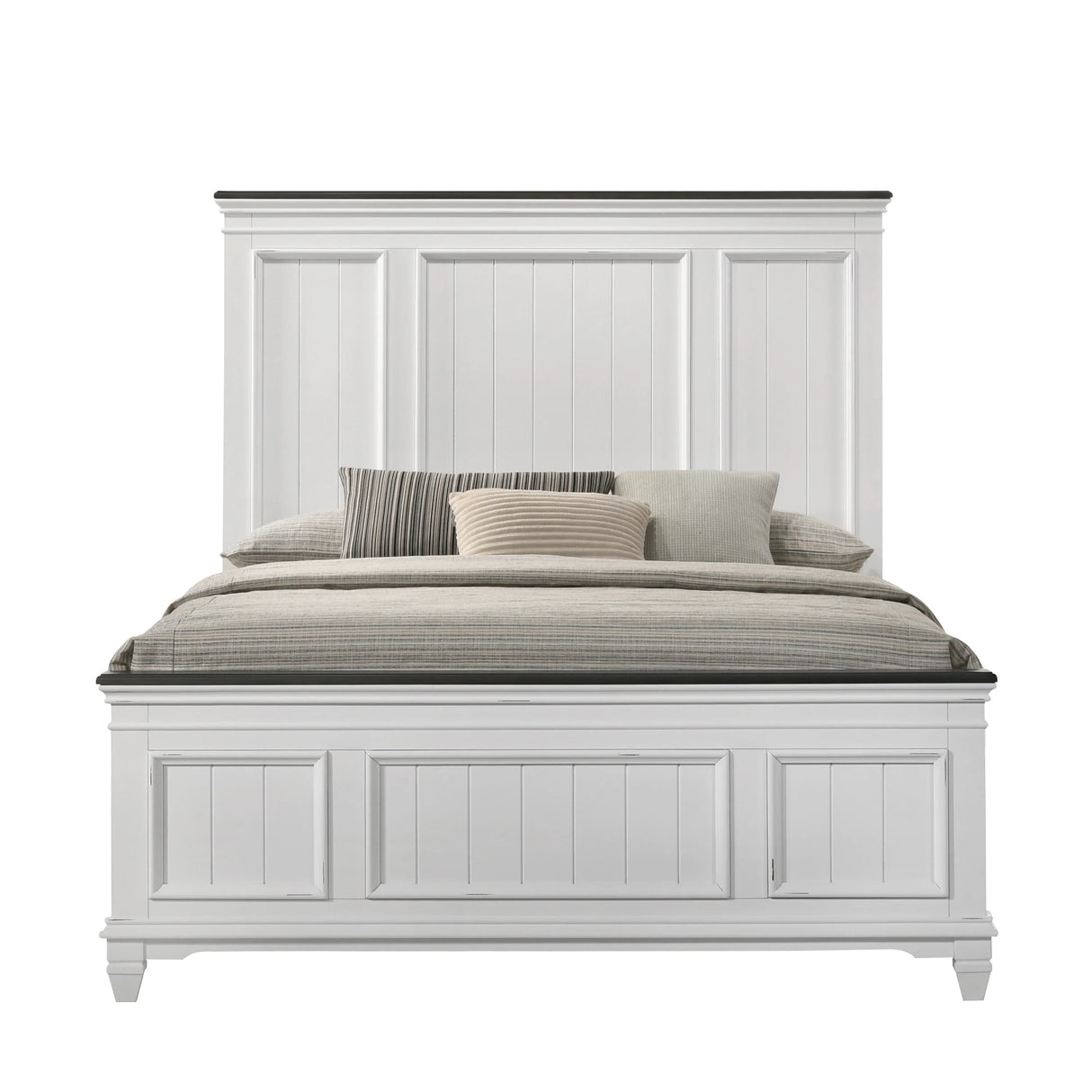 Queen Bed Set Wood Shiplap Panel Antique White Gray - Furniture Home Direct