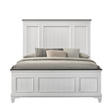 Queen Bed Set Wood Shiplap Panel Antique White Gray - Furniture Home Direct