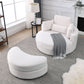 Linen Barrel Swivel Chair With Storage Ottoman - Furniture Home Direct