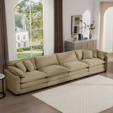 Modern Upholstered 4 Seater Corduroy Fabric Sofa With Arm And Throw Pillows - Furniture Home Direct