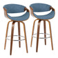 Curvini Mid - Century Modern Fixed Height Barstool With Swivel (Set of 2) - Furniture Home Direct