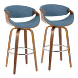 Curvini Mid - Century Modern Fixed Height Barstool With Swivel (Set of 2) - Furniture Home Direct