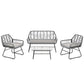 4 Piece Wicker Patio Furniture Set With Tempered Glass Table And Detachable Cushions - Furniture Home Direct