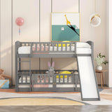 Low Bunk Bed With Slide, Fence And Ladder - Furniture Home Direct